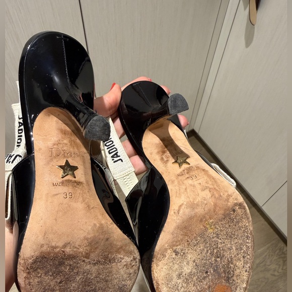 Dior Glossy Black Slingback Heels - Picture 3 of 5
